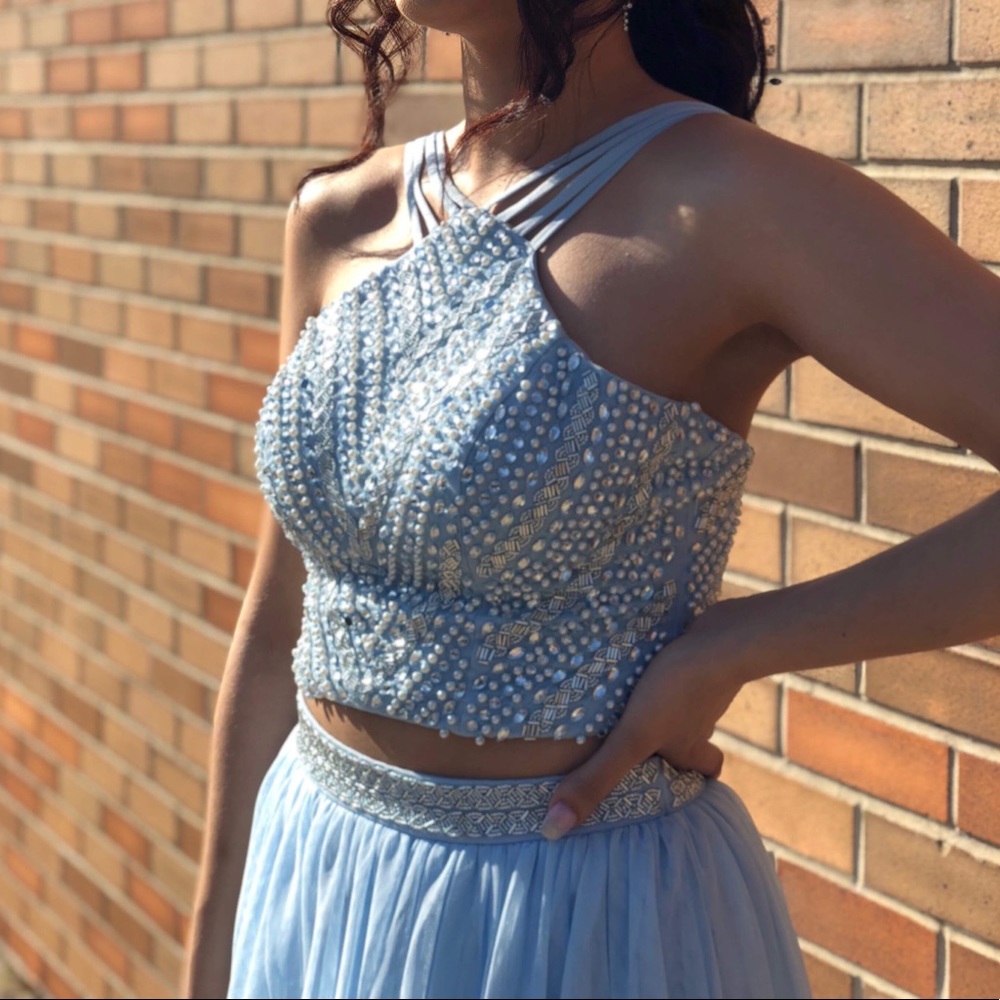 say yes to the prom - 2 piece baby blue dress